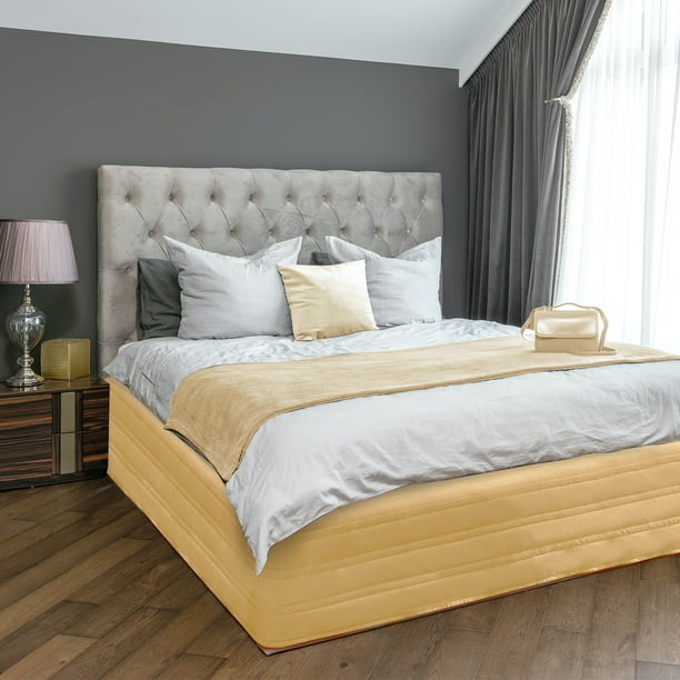 Marquess Cotton Blended Quilted Yellow Color King Size Bed Skirt Ruffle