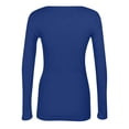 thumbnail image 4 of Long Sleeve Shirts for Women Rib Knit Slim Fit Tops Basic Tee Casual T-Shirt Underscrubs Fall Fashion Clothes 2025 Blue XXL, 4 of 4