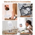 thumbnail image 3 of XXZU Espejo con luz para Maquillaje,Espejo de Doble Cara Recargable de 3000 mAh,Espejos de tocador con Soporte para Celular，Aumento de 1X/10X，Giratorio de 360&deg;，, 3 of 7