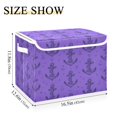 thumbnail image 3 of 40L Lidded Home Storage Bins Foldable Storage Box with Handle for Home Bedroom Closet, Purple Printed, 3 of 7