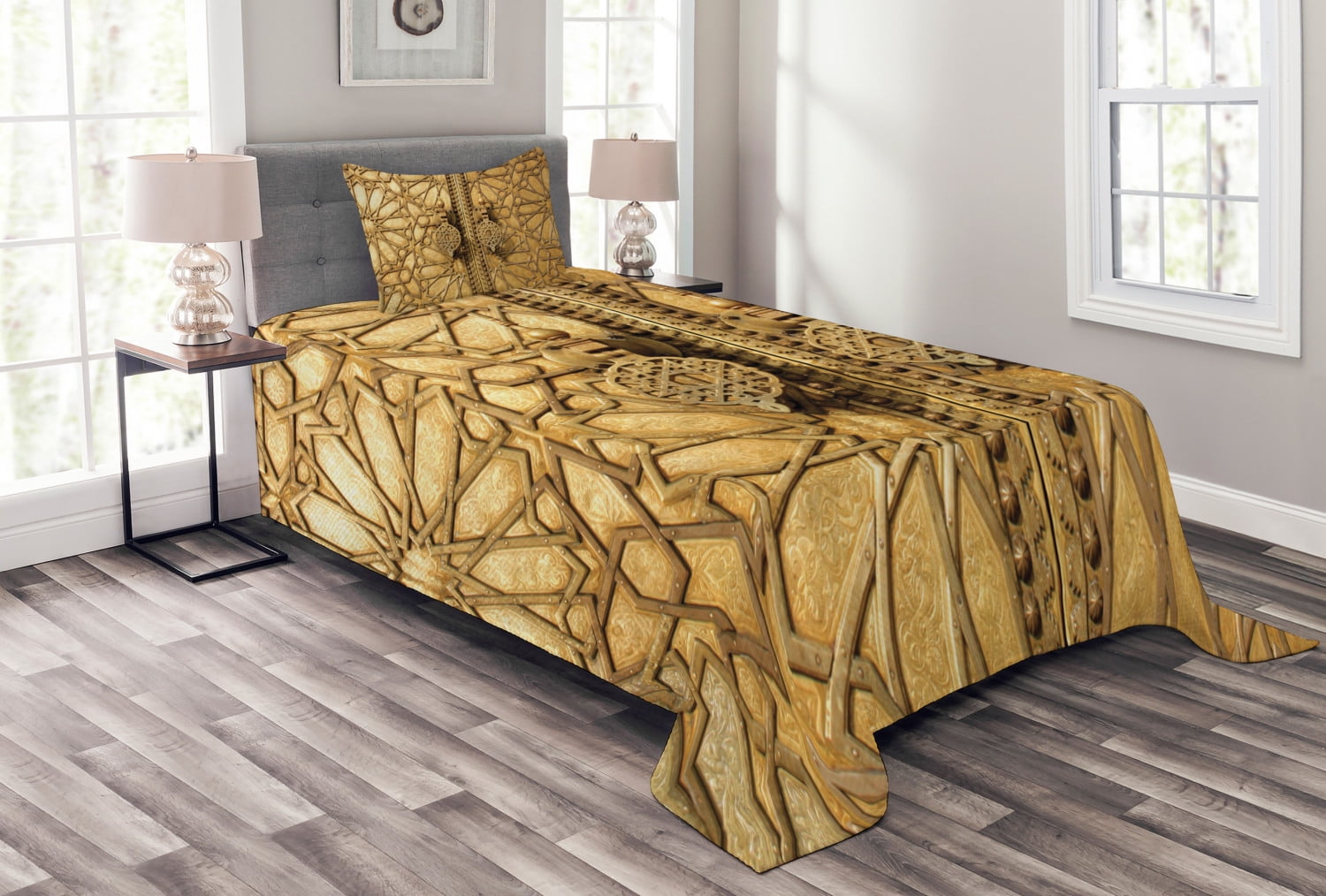 Moroccan Bedspread Set Twin Size, Main Gates of Royal Palace in