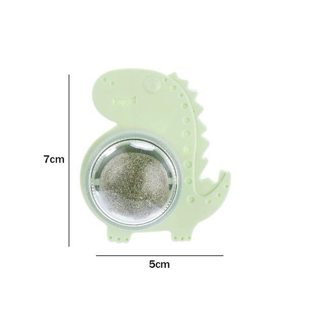 Dinosaur Cat Candy Licking Snacks Juguetes de hierba gatera giratoria Suministros para mascotas (Verde) Sywqhk Libre de BPA