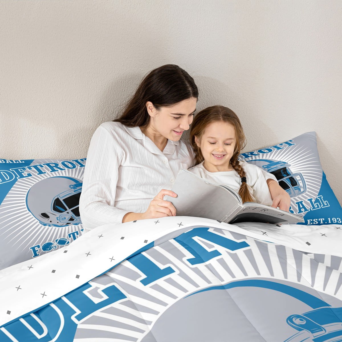 Erosebridal Football Bettwäsche-Set Queen Size – 7-teilig, American Football Design, Grün/blau