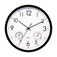 thumbnail image 3 of Reloj de pared redondo, termómetro, higrómetro, reloj moderno silencioso de fácil instalación y movimiento silencioso, marco de PP resistente, adecuado para comedores. negro, 3 of 7