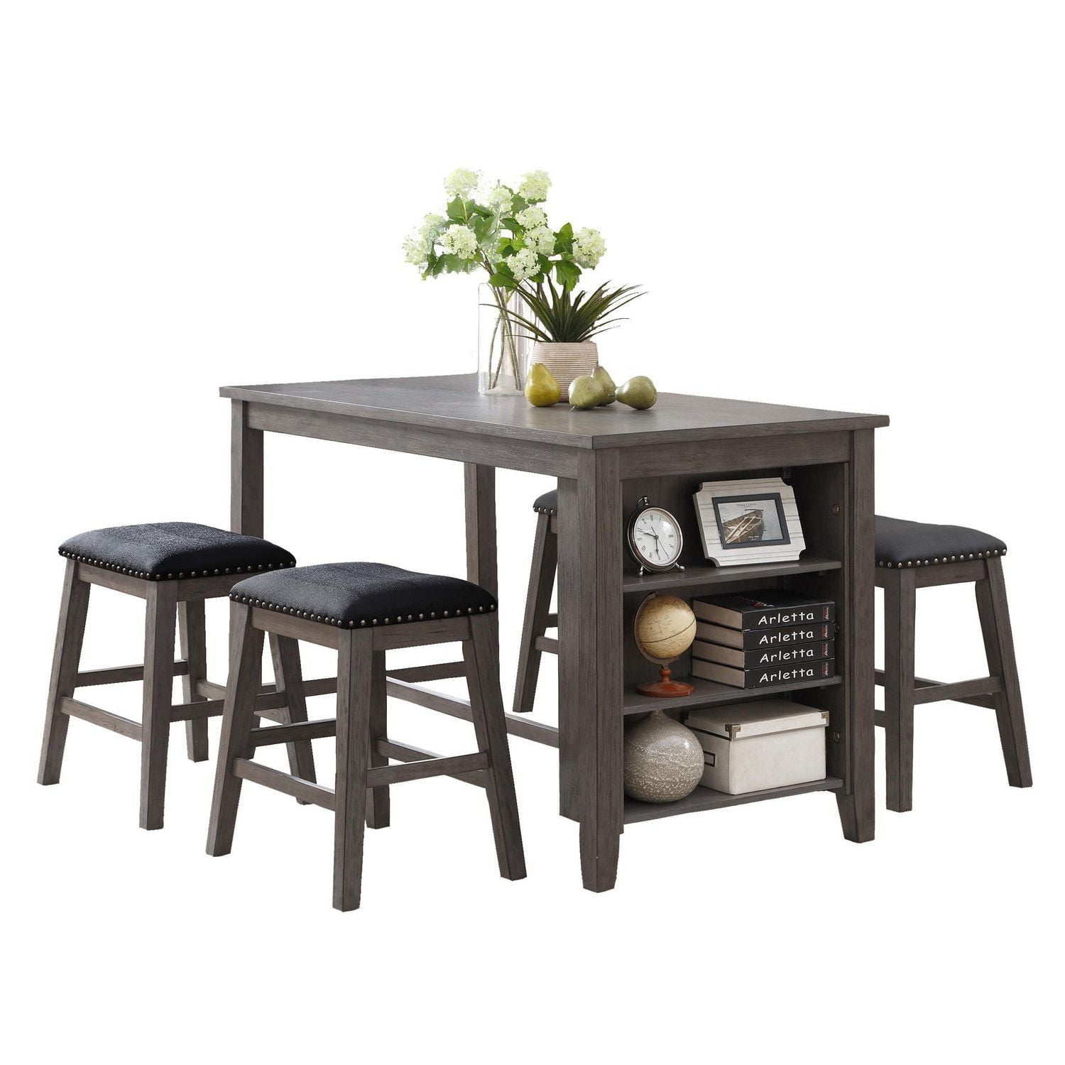 Topline Home Furnishings Tabouret gris hauteur comptoir
