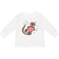 thumbnail image 3 of Inktastic Cute Smiling Valentine's Day Otter with Heart Boys or Girls Long Sleeve Toddler T-Shirt, 3 of 5