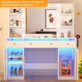 thumbnail image 3 of Blotout 47" Makeup Vanity Desk with Mirror and Lights, Storage Shelves, Vanity Desk with 6000-Colors Lighting & Power Outlet, Glass Top with 3 RGB Drawers, 2 Large RGB Cabinets, 3 of 9