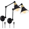 thumbnail image 4 of Plug in Wall Sconce Lamp, Industrial Adjustable Swing Arm Wall Light Fixture with Dimmable Switch, Metal Black Wall Reading Light for Bedroom Living Room, Set of 2, 4 of 12