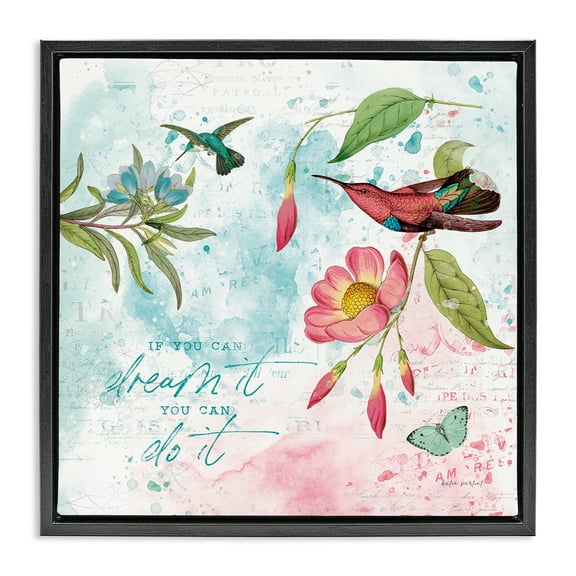 Stupell Industries Inspirational Dream & Do It Animals Painting Black Floater Framed Canvas Art Print Wall Art, 18 x 18