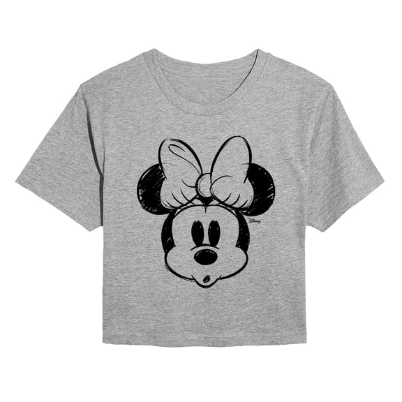 Disney - Minnie Sketch - Juniors Cropped Graphic T-Shirt