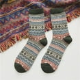 thumbnail image 2 of Penkiiy Warm Socks for Men Autumn And Winter Warm Small Diamond Retro Ethnic Style Men's Rabbit Wool Socks Green Socks, 2 of 3