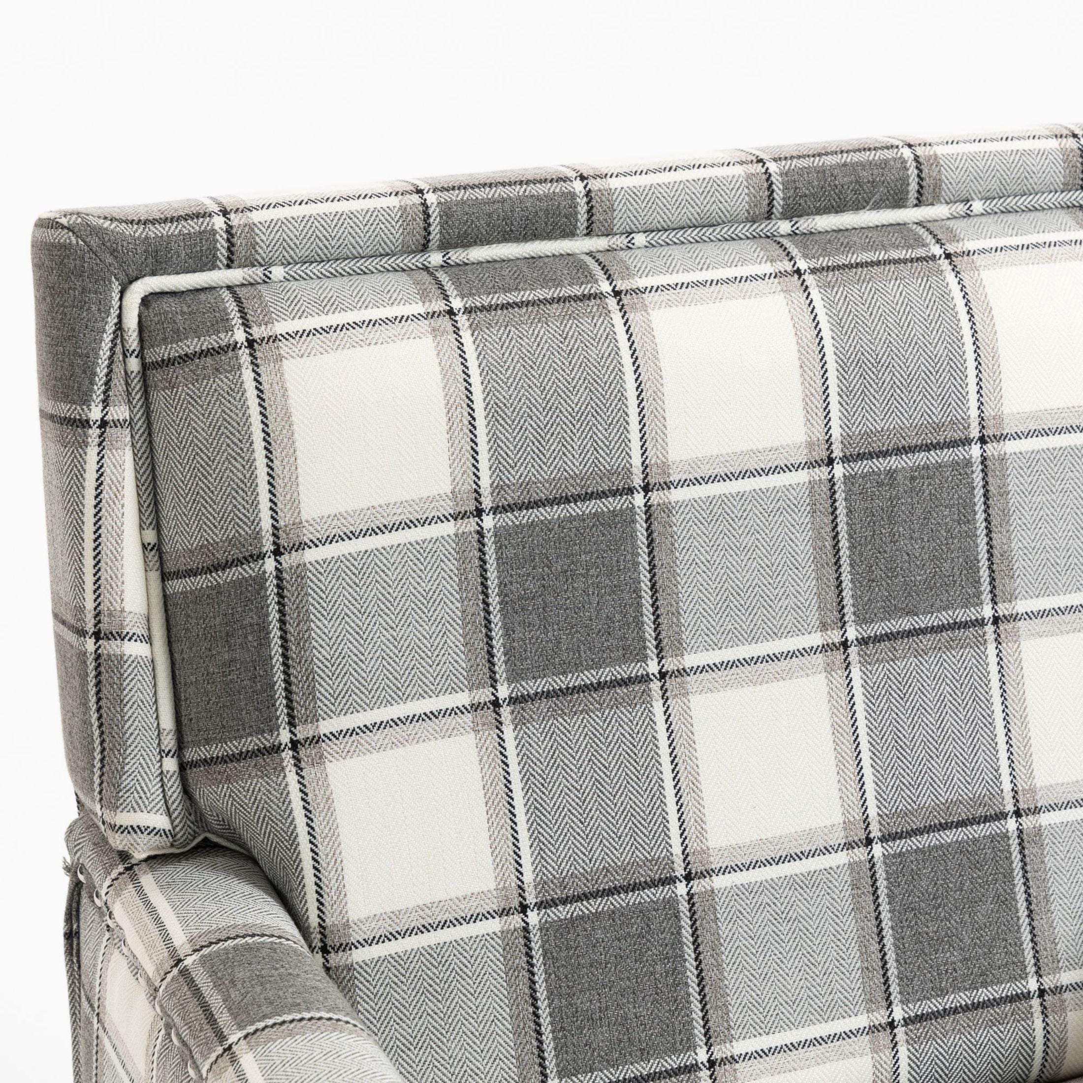 GDF Studio Zerra Vintage Upholstered Armchair with Solid Wood Legs & Nailhead Trim, Classic Stripes Accent Chair, Grey