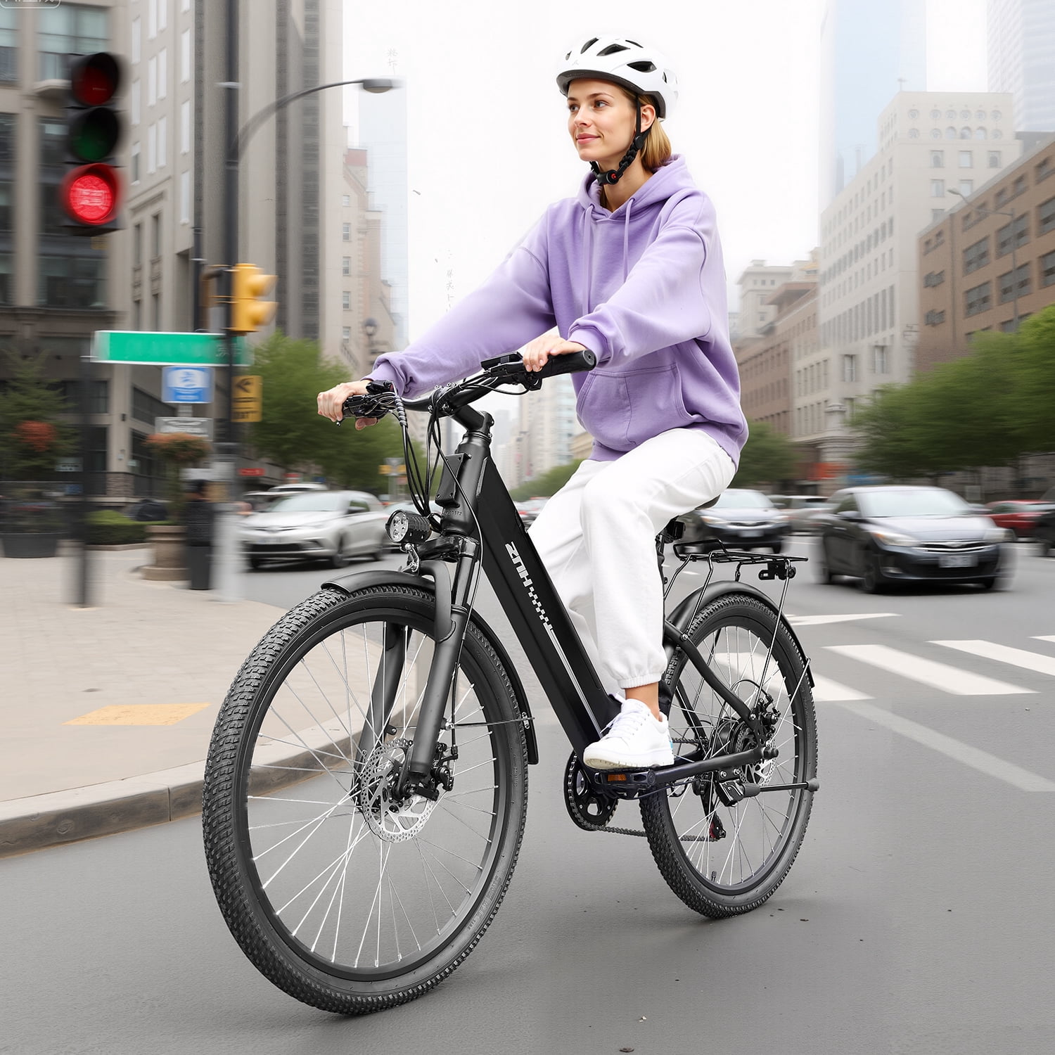 ZNH 26"Low Step Commuter Electric Bike for Adults|750W Powerful Motor Adult Electric Bicycles Max 20mph|48V 13Ah Removable Battery Women City Ebike|UL2849|Black