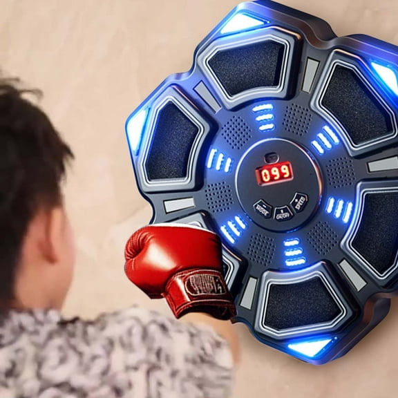 Bluetooth Smart Boxing Ball with LED Lights, Interactive Electronic Punching Bag for Training, Home Fitness Stress Relief & Music Game Play