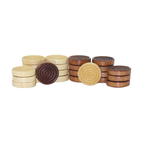 Set of 24 Stackable Wood Grooved Checkers - 1.5"