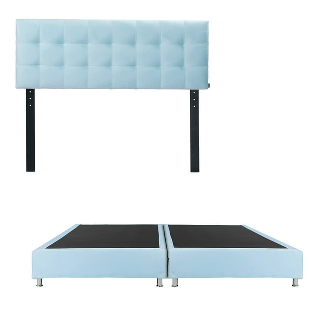 Box Base Cama King Size + Cabecera Catania Dicasa Azul Cielo