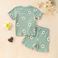 thumbnail image 3 of Baby Girl Clothes Toddler Baby Girls Clothes Outfits 2 Piece Daisy Ruffle Short Sleeve T-Shirts Tops Floral Shorts Clothes Set, 3 of 8