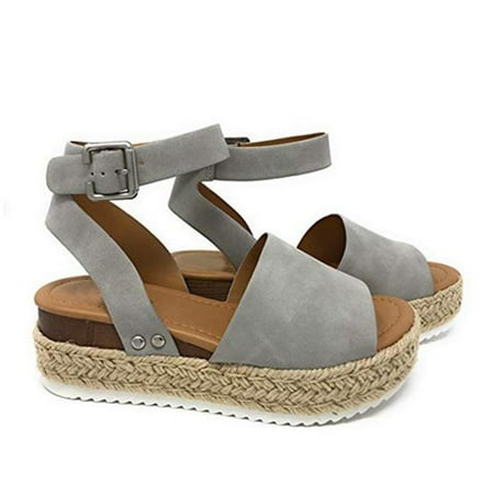

Medcursor Women Summer Fashion Sandals Buckle Strap Wedges Retro Peep Toe Sandals