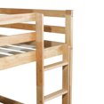 thumbnail image 5 of Twin over Twin Loft Bed with Full-Length Guardrail, Solid Rubber Wooden Bunk Bed with Wider Ladder, Strengthened Slats Support, Natural, 5 of 9