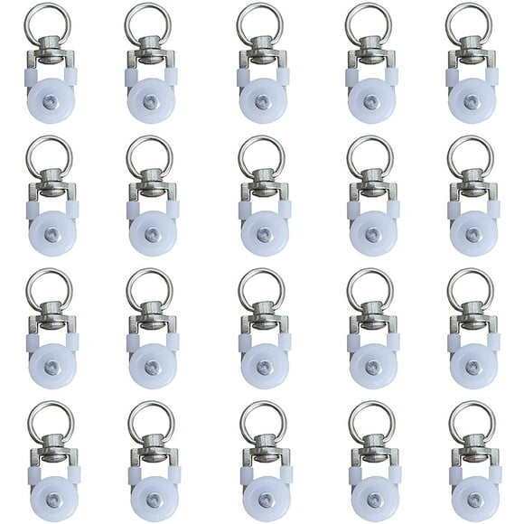 20pcs Curtain Track Rollers, Track Rollers, Curtain Rod Rollers Slides, Silent Pulley, Window Curtain Track Double Track Roller, for Windows Curtain Tracks
