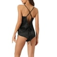 thumbnail image 3 of INSPIRE CHIC Women's Satin Pajamas Sleeveless Cami Sleepwear with Shorts Sliky Lounge Set XS Black, 3 of 6