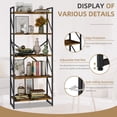 thumbnail image 2 of Walsunny Bookshelves Wooden Bookcases 5 Tiers H-Shaped Bookshelf with 5 Open Display Shelves Brown, 2 of 7