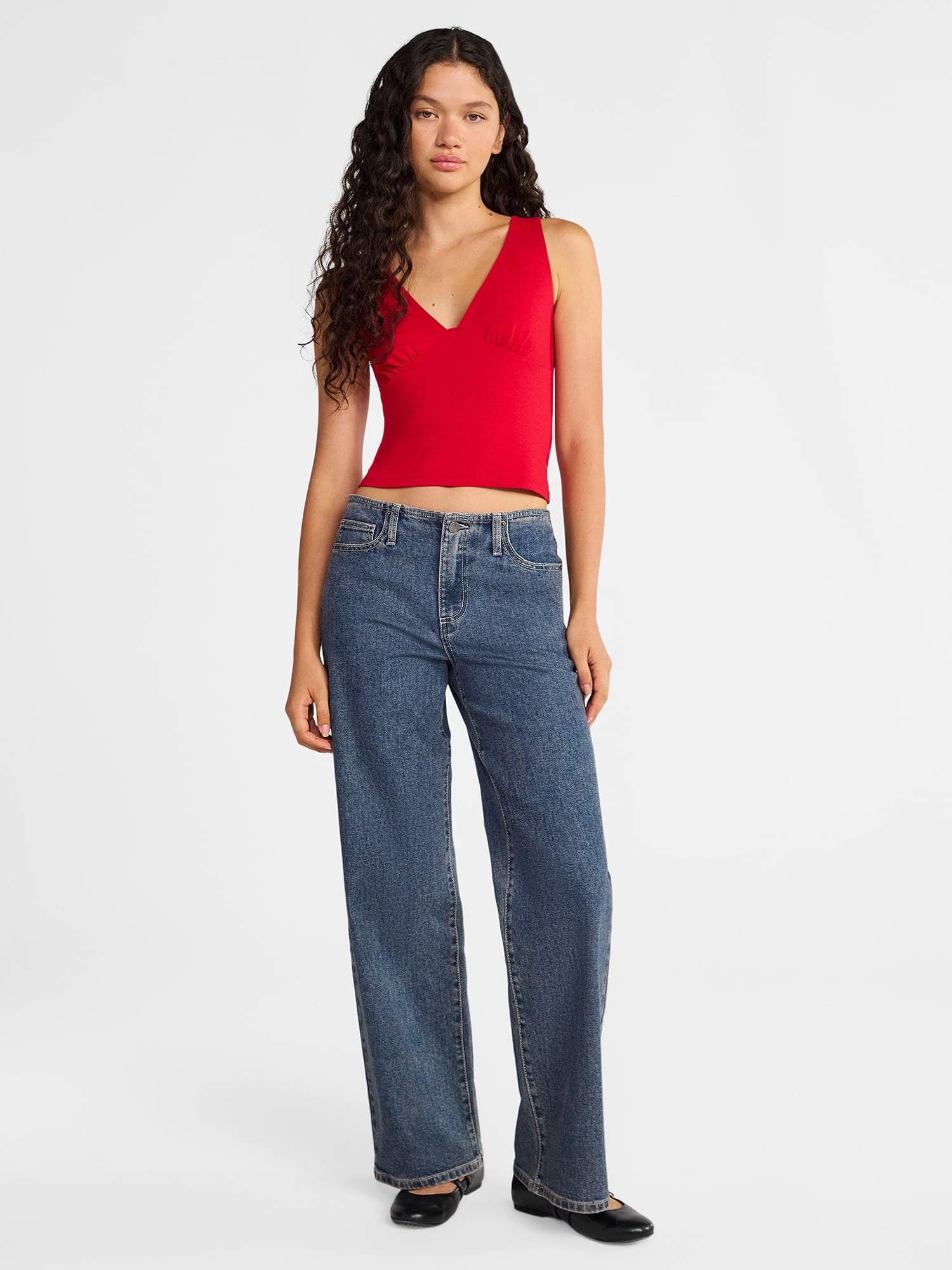 No Boundaries Plunge Neckline Tank Top, Women’s