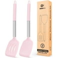 thumbnail image 1 of Bundlepro Pack of 2 Silicone Spatulas Turners, Non Stick Slotted and Solid Kitchen Utensils, 1 of 6