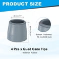 thumbnail image 2 of Quad Cane Tips 1-1/8 Inch, 4 Pcs Replacement Foot for Standing Stick Women Men Seniors, Gray(Style 1), 2 of 6