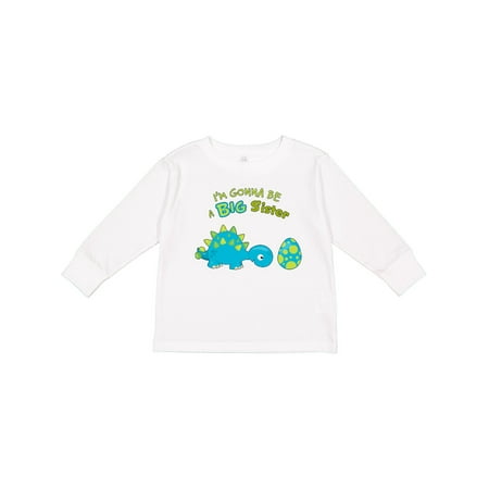 

Inktastic Happy Dinosaur Future Big Sister Gift Toddler Toddler Girl Long Sleeve T-Shirt