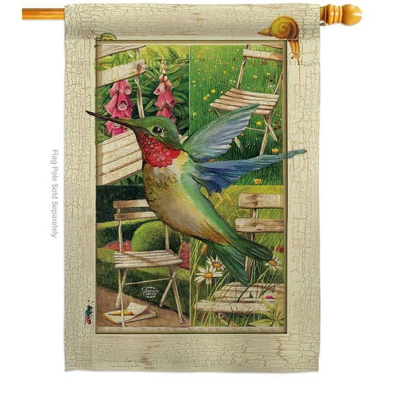 Ornament Collection H191058-BO Hummingbird Garden Animals Bird 28 x 40 in. Double-Sided Decorative Vertical House Flags for Decoration Banner Yard Gift