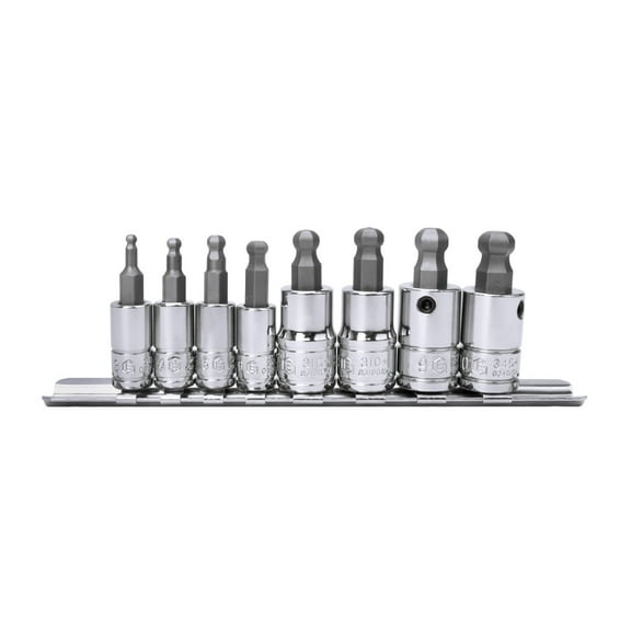 Genius Tools 8 Piece 1/4" & 3/8" Dr. Metric Wobble Hex Bit Socket Set - BS-2308WR