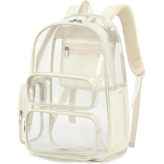 CROPD Clear Backpack Heavy Duty Transparent Bag 17" See Through BookBag for Women Men Adults Work Festival Sports Travel