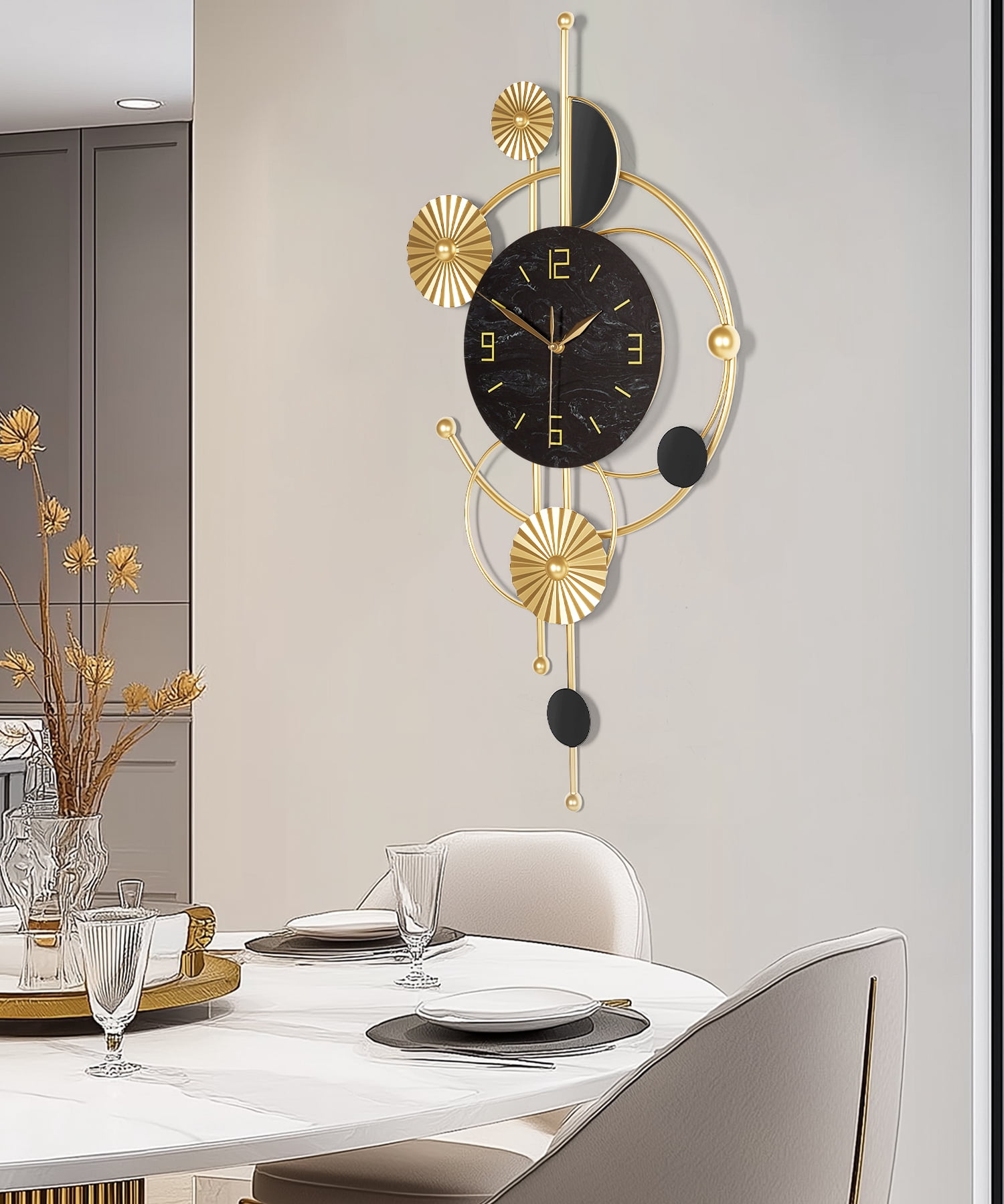 Wall Clock,Large Wall Clock,Wall Clocks for Living Room Decor Modern Silent Non-Ticking Metal Wall Art, Clock for Living Room, Kitchen, Bedroom, or Office Wall Decor (32")