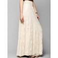 thumbnail image 3 of Women Elegant Solid Hollow Floral Lace Smocked High Waist Flowy A Line Swing Maxi Long Skirt Cream White XXXL, 3 of 5