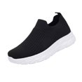 thumbnail image 3 of Domuza Mens Slip On Knit Sock Sneakers, Breathable Ribbed Fly Knit Walking Shoes, Non-Slip Rugged Sole Lightweight Casual Daily Athletic Trainers White 8.5 (EU-42), 3 of 5