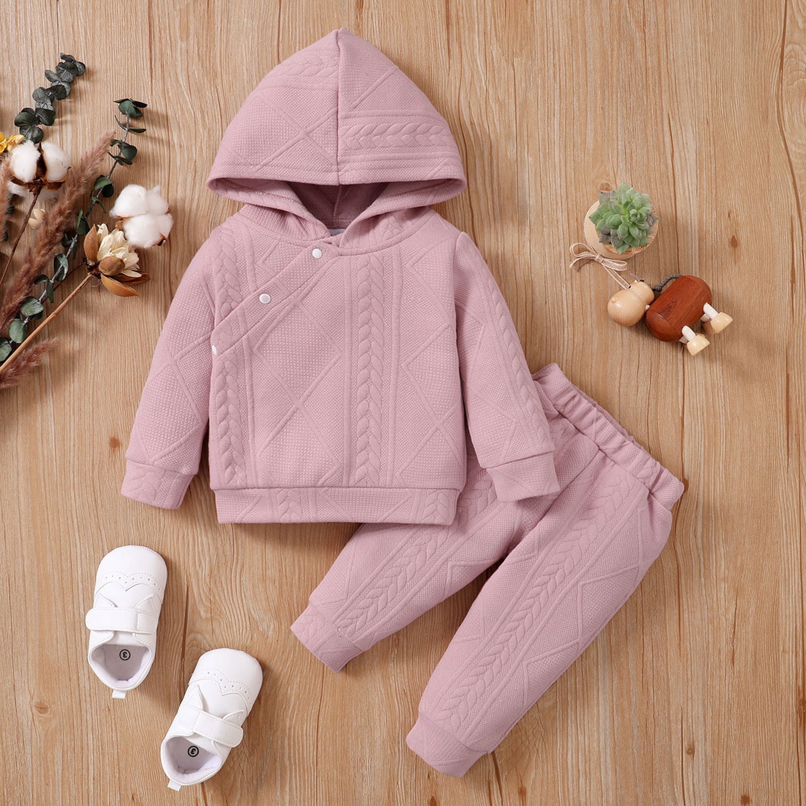 Durtebeua Baby Girl Clothes Crewneck Sweatshirts Pants Headband Toddler Fall Outfits 9-12 Months