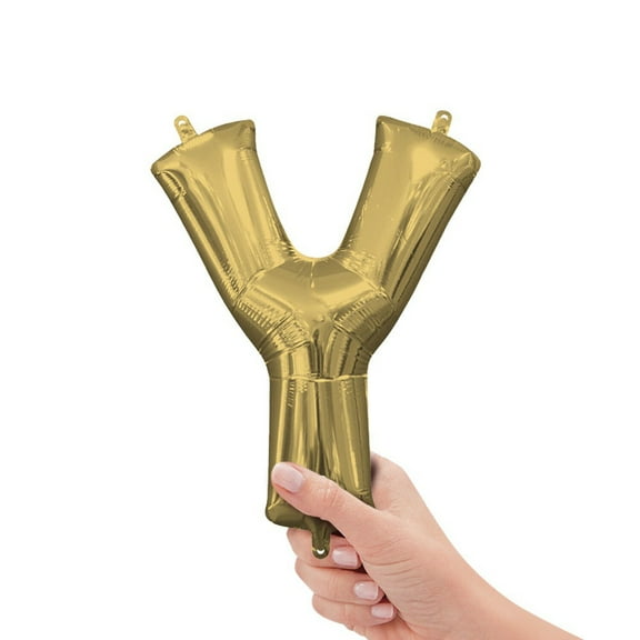16 inch Letter Y - Anagram - White Gold (Air-Fill Only) Foil Mylar Balloon - Party Supplies Decorations