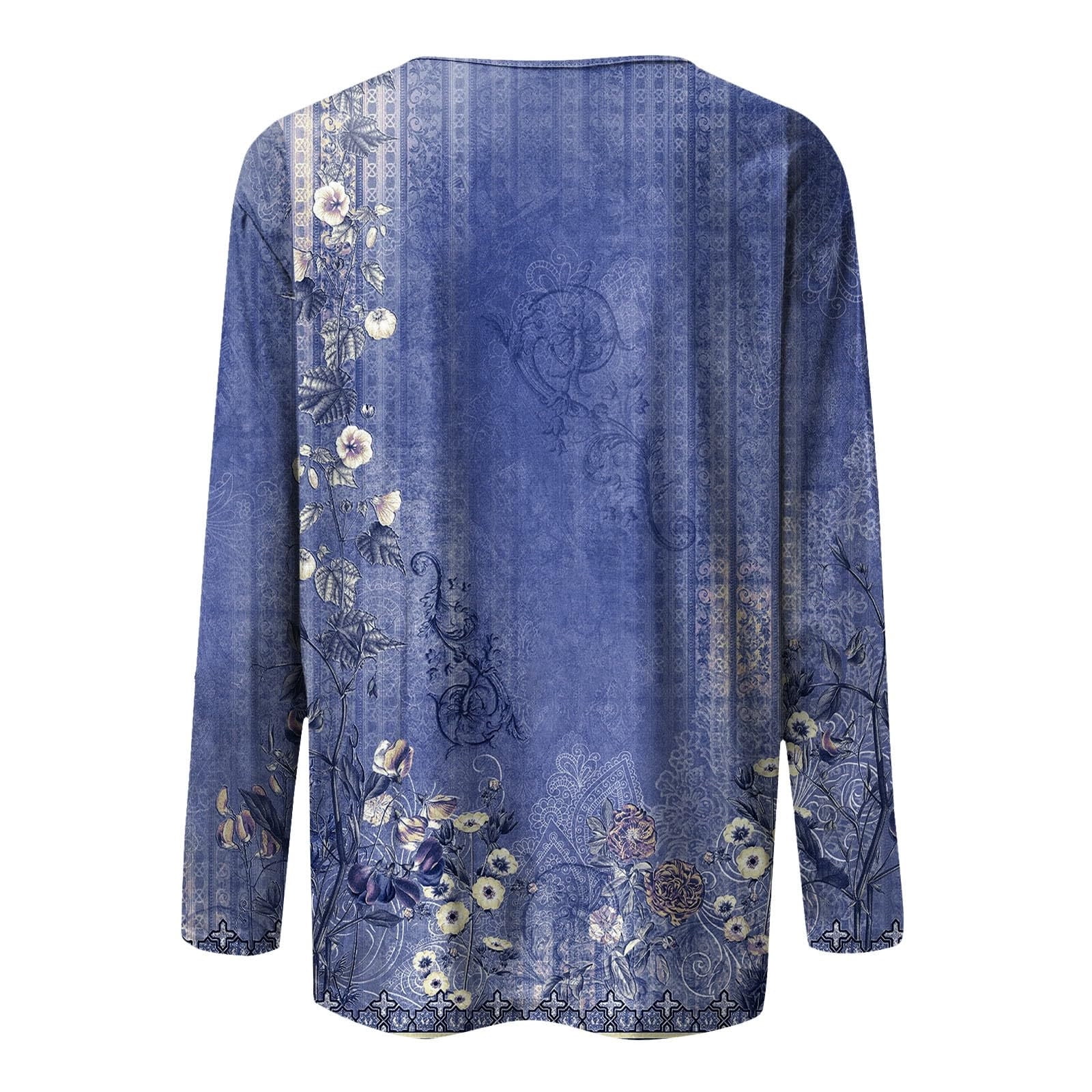 Long Sleeve Shirts for Women - Womens T Shirts Long Sleeve Crew Neck Shirts Basic Tee Sort Comfy Printed Tops Blouse