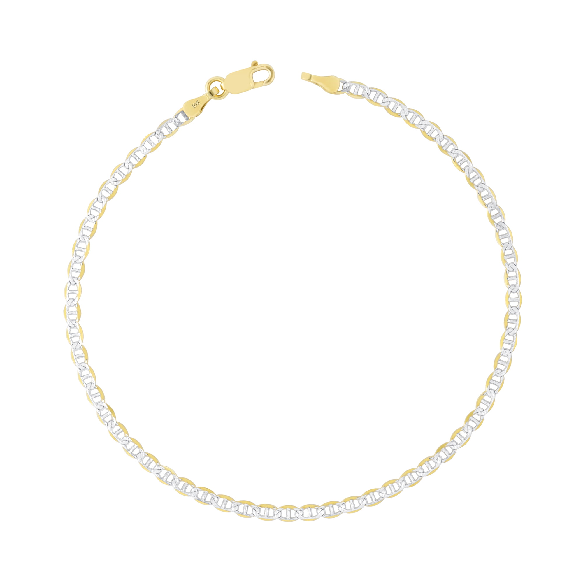 Nuragold 10k Yellow Gold 2 5mm Solid Mariner Anchor Link Chain Diamond