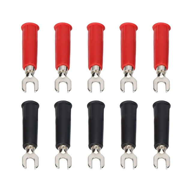 10Pcs 4mm U / Y Type Bornes de Sertissage Électriques Connecteurs Isolés de Fil de Bêche de Fourche pour Multimètre de Fiche Banane