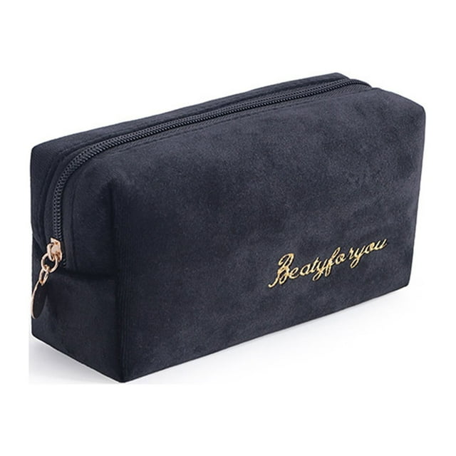 Bolsa de Maquillaje de Franela | Organizador de Cosméticos Portátil de Gran Capacidad | Cierre de Cremallera Suave | Neceser de Maquillaje de Viaje para Mujer | Estuche Compacto para Brochas, Lápiz L