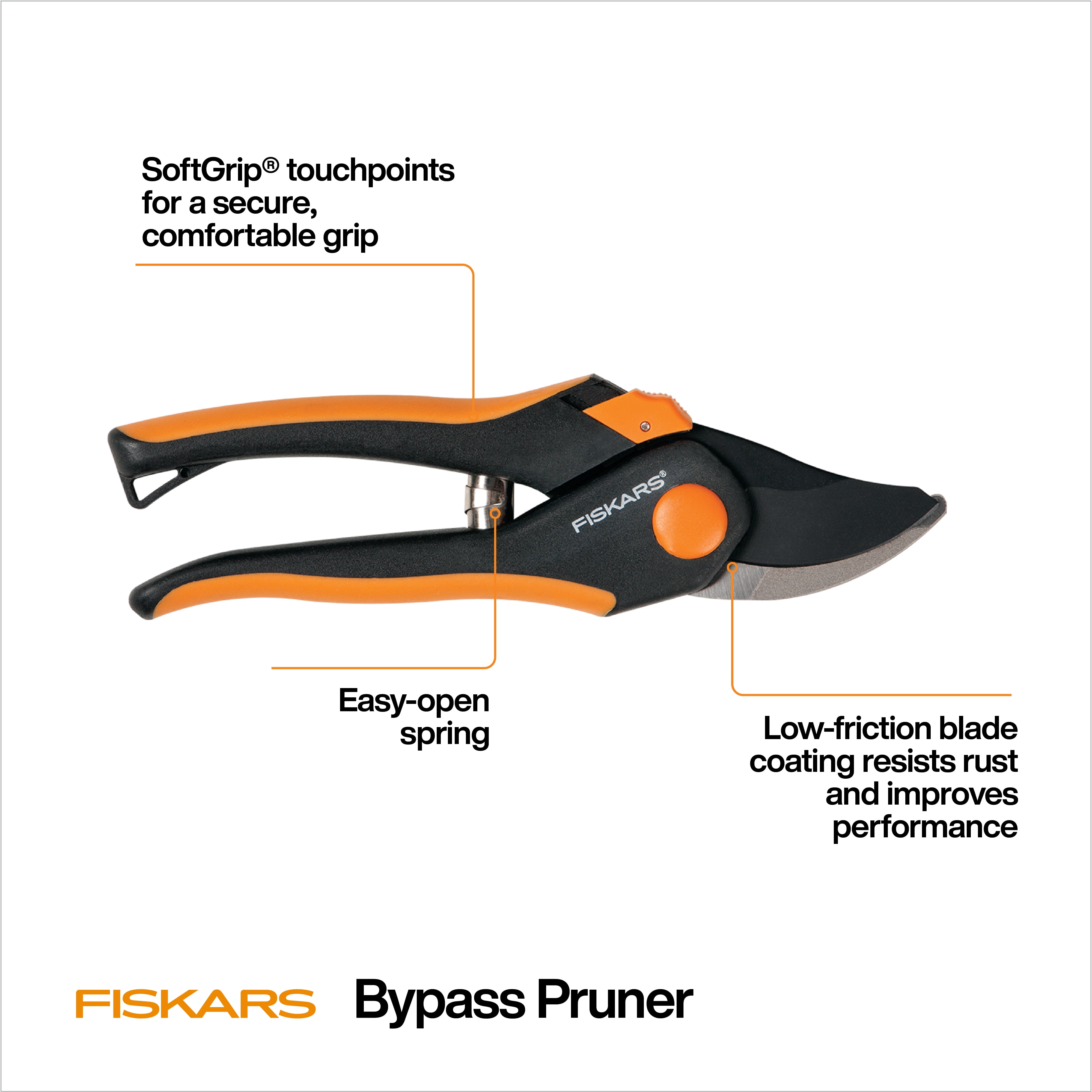 Fiskars Lopper and Pruner Garden Tool 3-Piece Set with Stainless Steel Blades, Black and Orange