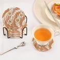 thumbnail image 5 of Haosy Set of 6 Drink Woven Coaster with Holder Heat Resistant Non-Slip Bar Coasters 4 Inches Orange and White Striped Daisy, 5 of 7