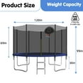 thumbnail image 3 of HEVAOTRY 10FT Trampoline for Kids, Recreational Trampoline for Adults, Large Capacity Fitness Trampoline with Basketball Hoop, 3 of 8