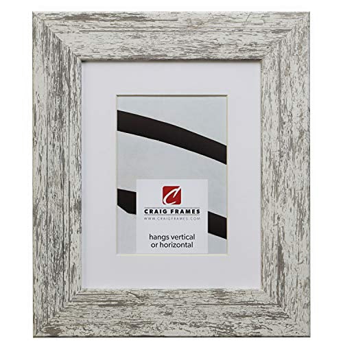 Craig Frames American Barn, 10 x 12 Inch Faux White Barnwood Picture Frame Matted to Display an 8 x 10 Inch Photo