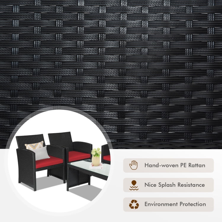 Aimee Lii 4 Pieces Wicker Patio Furniture Set with Cushions, Wicker Outdoor Sectional with Weather Resistant Cushions and Tempered Glass Tabletop, Red Aimee Lii 4 Pieces Wicker Patio Furniture Set with Cushions, Wicker Outdoor Sectional with Weather Resistant Cushions and Tempered Glass Tabletop, Red