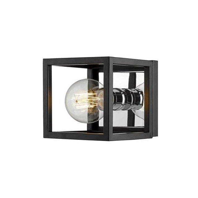 Z Lite 480-1S-MB-CH Applique Murale Kube 1 Light Mat Noir & Chrome
