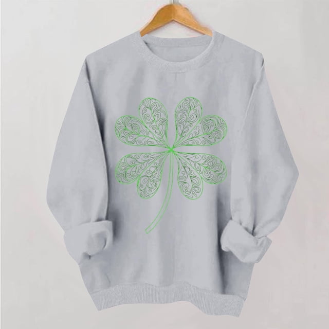TaTaai Women Casual St Patrick's Day Printed Crew Neck Long Sleeve No Hood Sweatshirt Ladies Spring Daily Office Street Wear Soft Comfortable Machine Washable Stylish Top Gift