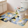 thumbnail image 4 of Abstract Color Block Bathroom Rugs Set Blue Yellow Geometric Modern Art Non Slip Absorbent Soft Bath Mats 3 Piece Set with Bathroom Rug, U-Shaped Floor Mat, Toilet Seat Cover Small Size, 4 of 9